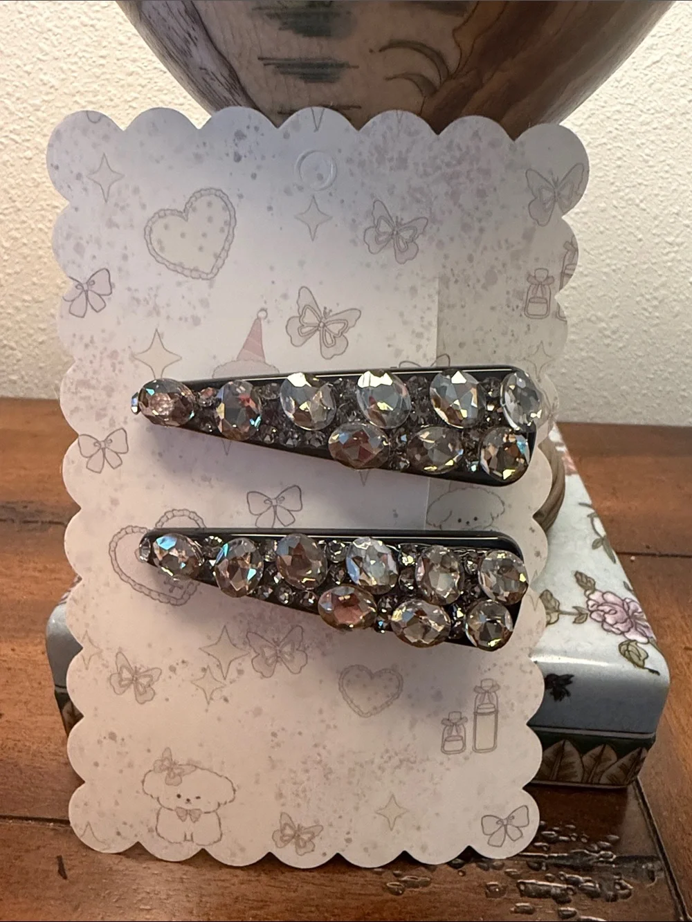 BLING Rhinestone Embellished Silver-Tone Hair Clips - Women Accessories